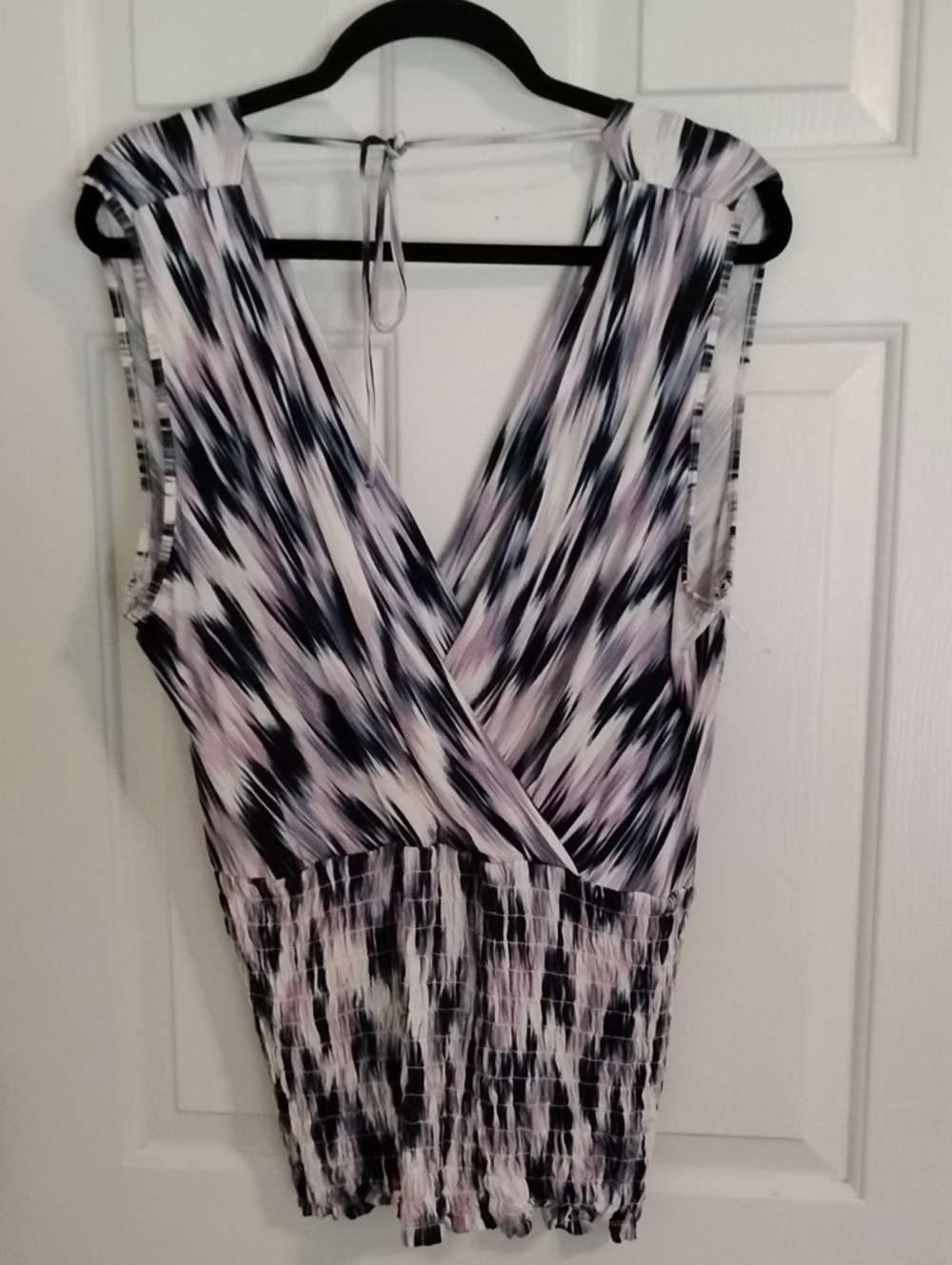 Lane Bryant Striped Sleeveless Top in Black, White & Lilac